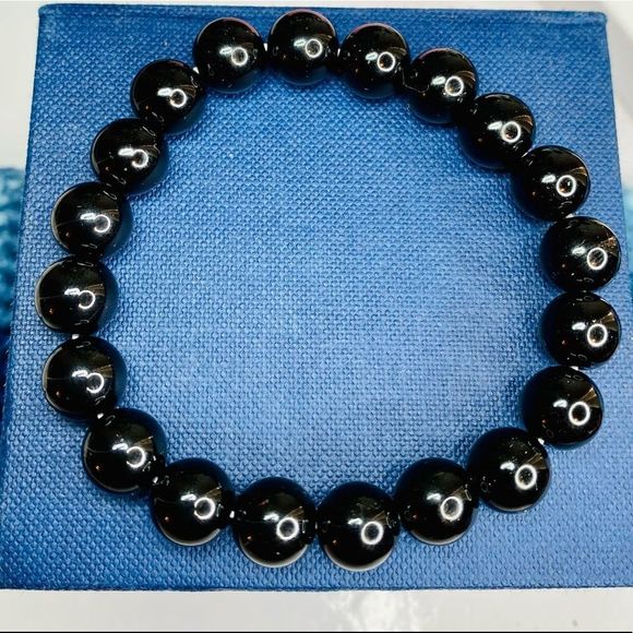 Black Tourmaline Unisex Bead Bracelet 10mm - Picture 5 of 6